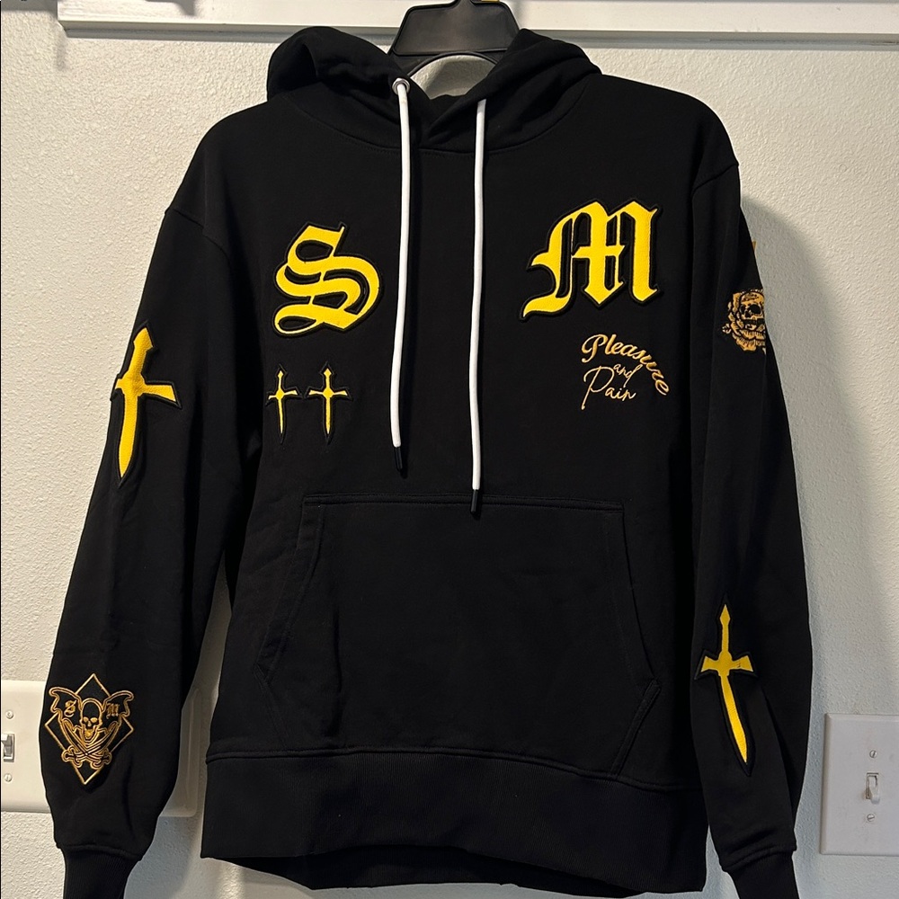 RtA Black Hoodie with Yellow and Gold Embroidery